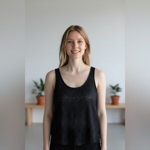 Talula for Aritzia Small Lace Tank Blouse Black